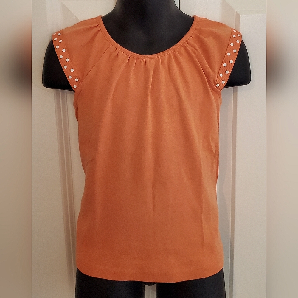 2/$10 - Little Girl's Flutter Sleeve Dot Trim Tee